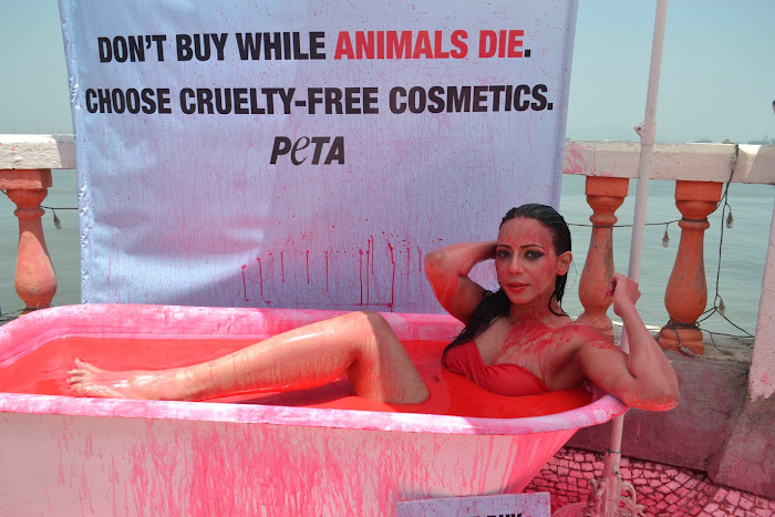rozlyn khan bathes in blood for peta actress pics